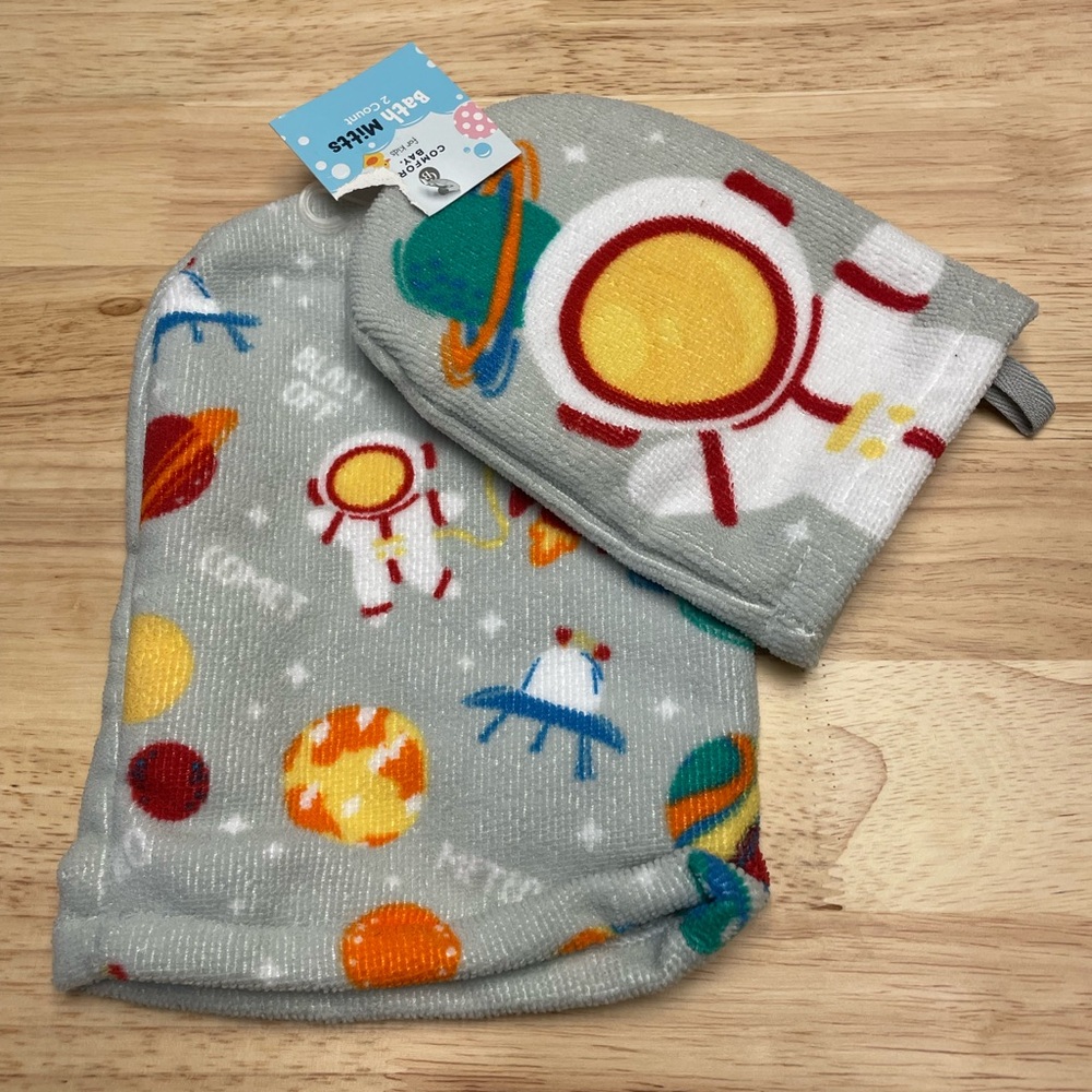 Comfort Bay Kids Space Mittens and Scarf Set - Gray and Multicolor